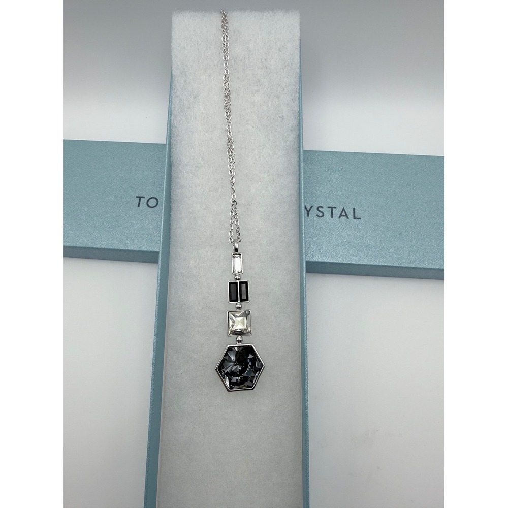 Touchstone Crystal by Swarovski Silver Tone‎ In Shape Geometric Pendant Necklace
